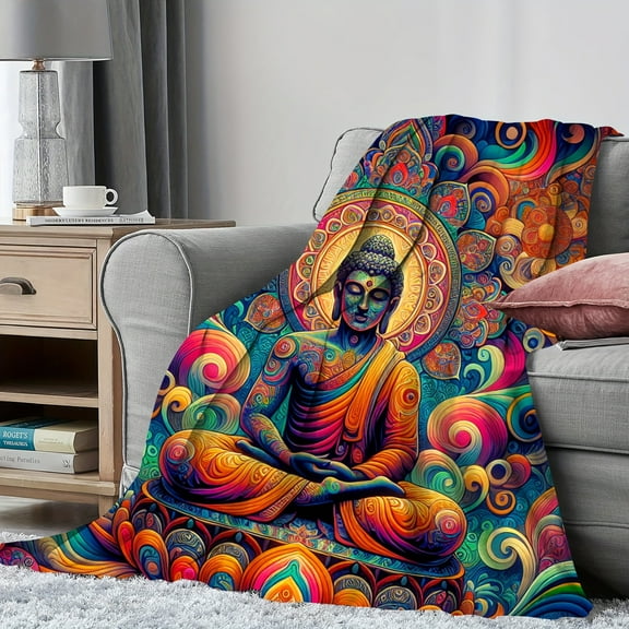 1pc Gifts For Friends Blanket Yoga Buddha Flannel Blanket Sofa Blanket Bed Blanket Nap Throw Blanket