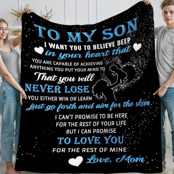 1pc Gifts for Son Christmas Son Blanket Gifts from Mom Dad Adult Son Gift Ideas Birthday Gift for Son from Mom Wedding Graduation Gifts for Son Adult Fleece Blanket Fuzzy Soft Local Warehous