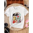 thumbnail image 1 of MAWOTEA 1pc Girls' "Hello 3rd Grade" Colorful Print T-Shirt - Soft Cotton, Crew Neck, Short Sleeve, Stretchy & Machine Washable - Ideal For Spring, Summer, Fall Back To School, Youngsters Casual Wear, 1 of 6