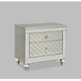 thumbnail image 1 of 1pc Glam 2-Drawer Bedroom Nightstand Diamond Patterned Drawer Fronts Silver Finish, 1 of 6