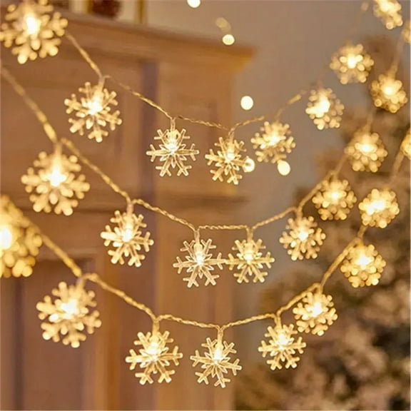 1pc Glam Style LED Christmas Snowflake String Lights, Plastic Angel Theme Holiday Decor, Switch Control, Battery Powered (No Plug), for Christmas Party, Birthday, Home & Room Decoration