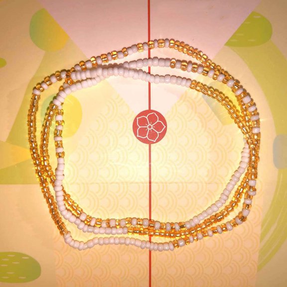 1pc Glass Seed Rondelle Beaded Waist Beads Boho Sexy Belly Chain Goldenrod 820mm