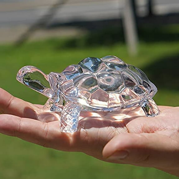 1pc Glass Turtle Figurine, Miniature Tortoise Statue, Chinese Lucky Feng Shui Ornament For Home Office Desk Decoration Accessories Wedding, Home Decor, Mother's Day Gift,Christmas Gift