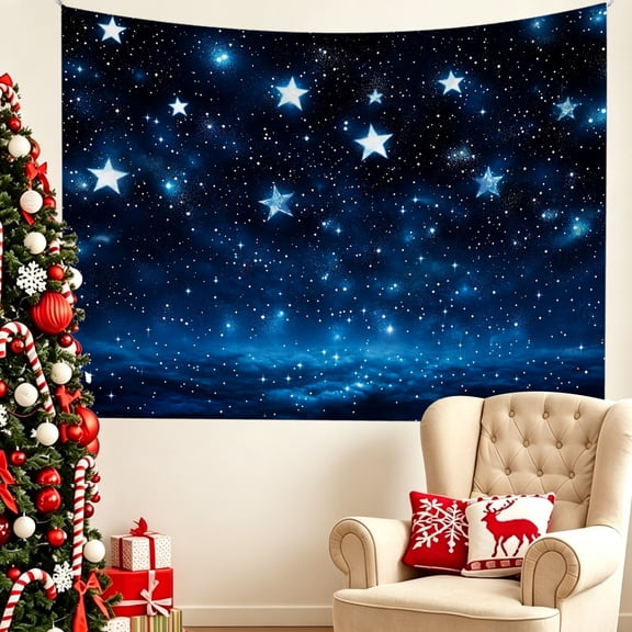 1pc Glitter Starry Night Cloud Tapestry 74x72/80x72/86x72 inch Cosmic Space Aesthetic Wall Decor