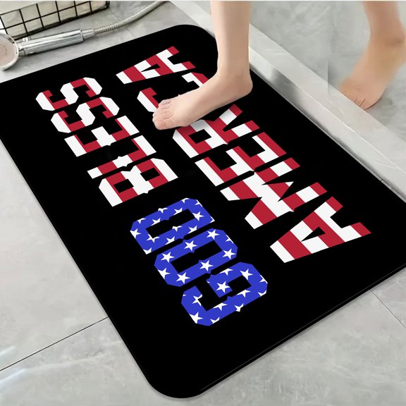 1pc God Bless America Bathroom Rug Bathroom Decor and Accessories- Durable,Anti Slip,And Quick Drying,Suitable For Indoor/outdoor Use - Perfect For Bathrooms,Bedrooms,Kitchens