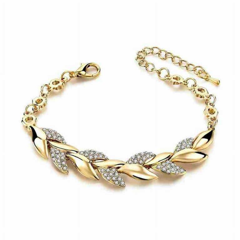 Gold Crystal Leaf Bracelet