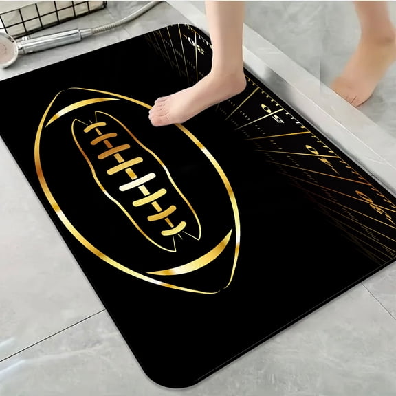 1pc Golden American Football Bathroom Rug Bathroom Decor and Accessories- Durable,Anti Slip,And Quick Drying,Suitable For Indoor/outdoor Use - Perfect For Bathrooms,Bedrooms,Kitchens
