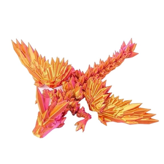 1pc Golden Red Size: 45*25*5cm 3D Printed Crystal Dragon Multi-Jointed Articulated Winged Figurine Gift