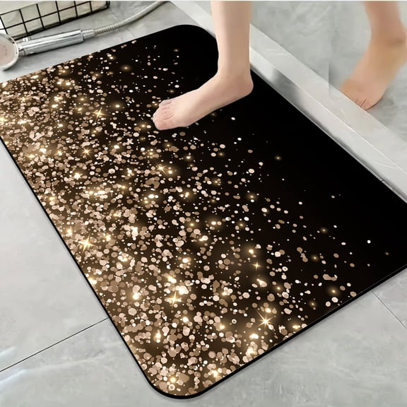 1pc Golden Sparkle Pattern Bathroom Rug Bathroom Decor and Accessories- Durable,Anti Slip,And Quick Drying,Suitable For Indoor/outdoor Use - Perfect For Bathrooms,Bedrooms,Kitchens