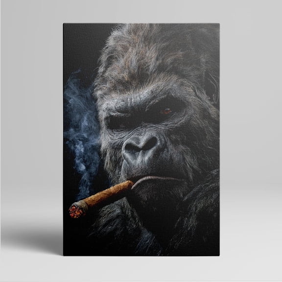1pc Gorilla Smoking Cigar Canvas Wall Art, a Cool and Edgy Framed Decor room hanging Wall Picture Decor for Home Gifts, Ideal for living room, bathroom, bedroom, kitchen wall art decor canvas wall