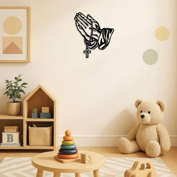 1pc Gothic Black Metal Cross Wall Art - Prayer Faith Decor for Bedroom, Living Room, Office, Bathroom & Kitchen - Vintage Halloween Home Decor, Housewarming Gift, Gothic & Christian Style