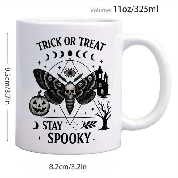 1pc Gothic Halloween Coffee Mug with Skull Bat Design 11oz Spooky Haunted House Cup Dishwasher Reusable Cup Hot Drinks Trick or Treat Party Decor Horr