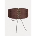 thumbnail image 1 of 1pc Gothic Style Women's Dark Waist Cincher With Rope And Buckle Closure, Suitable For Daily Rave Party, 1 of 5