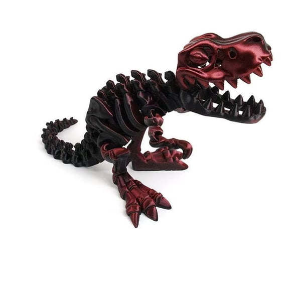 1pc Gradient Black Red Size: 15cm 3D Printed Tyrannosaurus Rex Dinosaur Skeleton Deformable Figurine, Gift, Craft, Skull Dragon