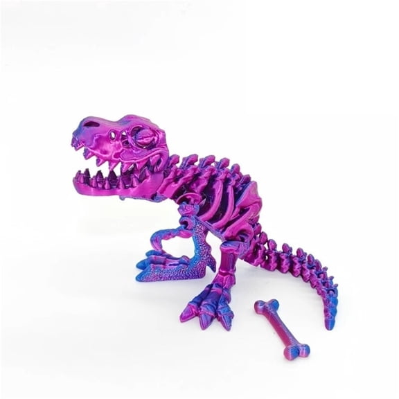1pc Gradient Blue Purple Size: 15cm 3D Printed Tyrannosaurus Rex Dinosaur Skeleton Deformable Figurine, Gift, Craft, Skull Dragon