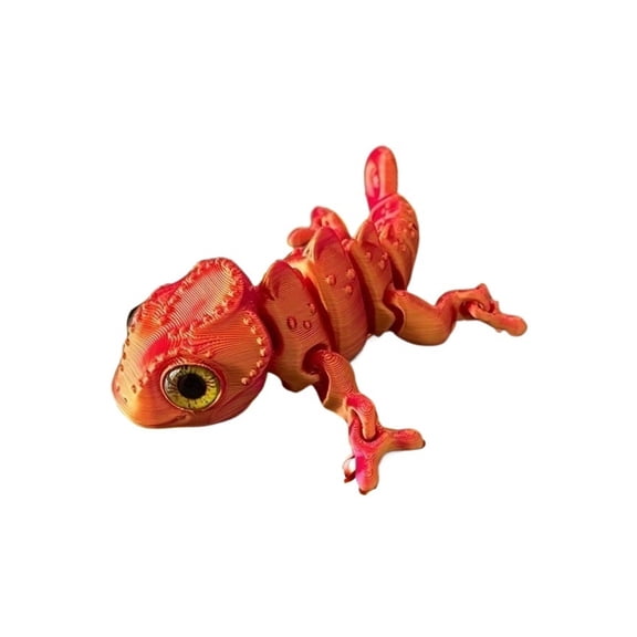1pc Gradient Chameleon Figurine, 3D Printed Plastic Model With Realistic Eyes, Flexible Limbs, Indoor & Outdoor Art Decor Customizable Colors