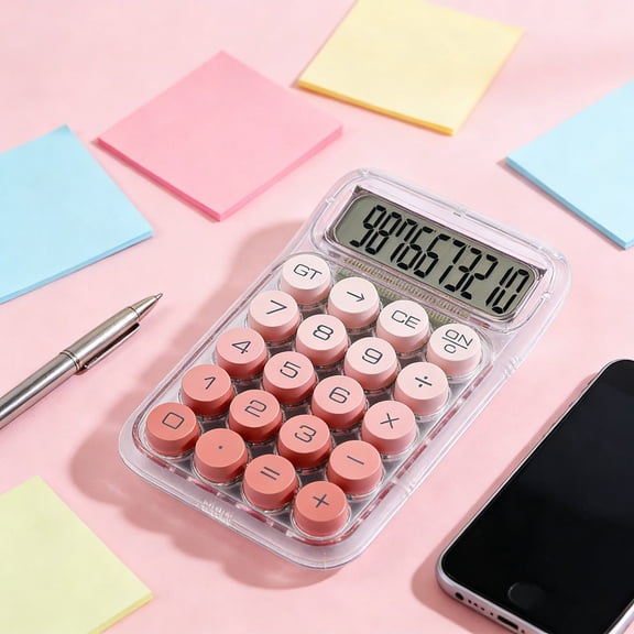 1pc Gradient Dopamine Calculator Round Mechanical Keyboard 12 Digit Large Display Suitable For Accounting Finance Students Office Use