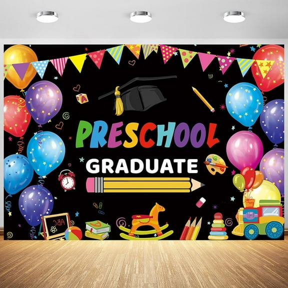 1pc 2025 Graduation Season Curtain Photography Backdrop, Black Multiple colors Balloon Pattern High-Density Opaque Fabric Studio Event Portrait PhotoBackground