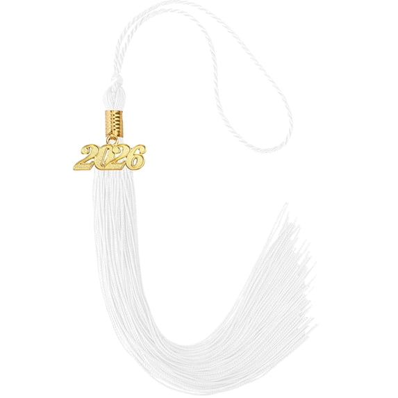1pc Graduation Tassel, 2026 Tassel Graduation, Academic Graduations Cap Tassels,Tassels With Year Gold Date Charms For Grads, Graduates Graduations Cap Hat Decorations(White)
