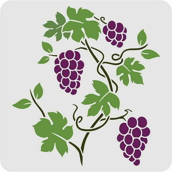 1pc Grapevine Stencil 30x30cm Small Grape Wall Stencil Template Classic Grape Vine Border Stencils Plastic Reusable Grapevine Wall Decor Stencil for Painting on Wood Floor Wall
