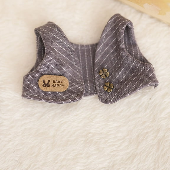 1pc Gray Striped Clover Vest Jacket Plush Toy Doll Clothes Pendant Old Money Style