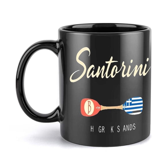 1pc Greek Flag Paddle Coffee Mug 11oz Ceramic Cup with Santorini Design GRK KS Initials Christmas New Year Hot Cold Drinks Coffee Cup Festive Drinkware Greek Motif Contrast Handle