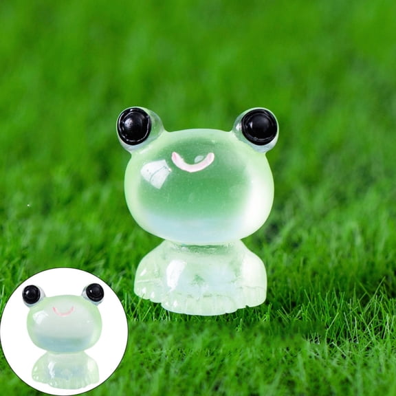 1pc Green Glow in Dark Mini Resin Frog Figurine,Tiny Luminous Frog for Fairy Garden Terrarium Potted Plant Craft Micro Landscape Decor,Small Plastic Frog Ornament One Size,Green (Clearance)