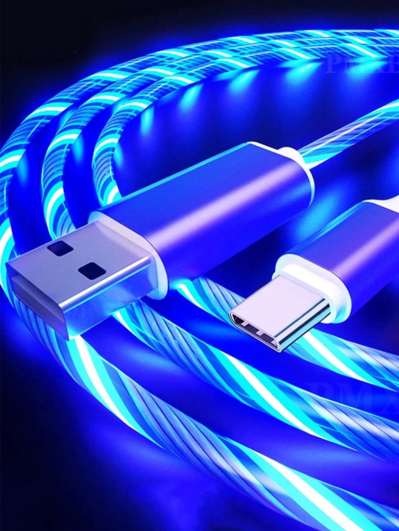 1pc Green Metal Streamer Android Typec Data Cable Blue Micro USB