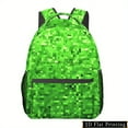 thumbnail image 1 of 1pc Green Pixel Print Backpack Adjustable Straps, Foldable Design, 2D Flat Printing, Casual Style for Daily Commute & Travel, Backpack for Travel, Commuter Bag, Abstract , Durable Zipper Cl, 1 of 8