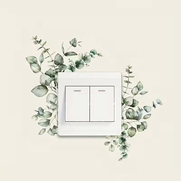 1pc Green Plant Decorative Wall Switch Sticker - Nature-Inspired Home Decor for Living Room Study Bedroom, Easy to Apply Peel and Stick Light Switch Cover, Fade-Resistant Vinyl Wall Plate Sticker