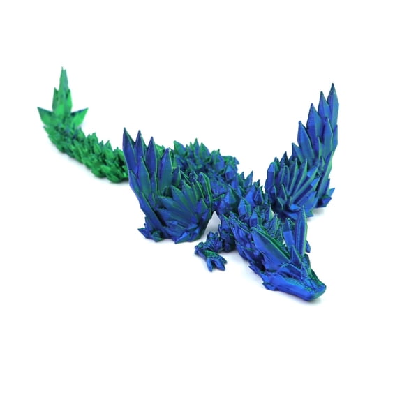 1pc Green Size: 18.5*4.5*4.5CM 3D Printed Crystal Dinosaur Dragon Figurine With Detachable Wings And Joints.