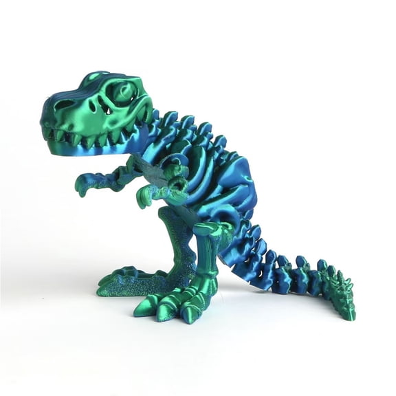 1pc Green Size: 25*15*5cm (with Bones) 3D Printed Dinosaur Skeleton With Movable Joints, Dinosaur Bone Figurine, Tyrannosaurus Rex With Bone-biting Feature.