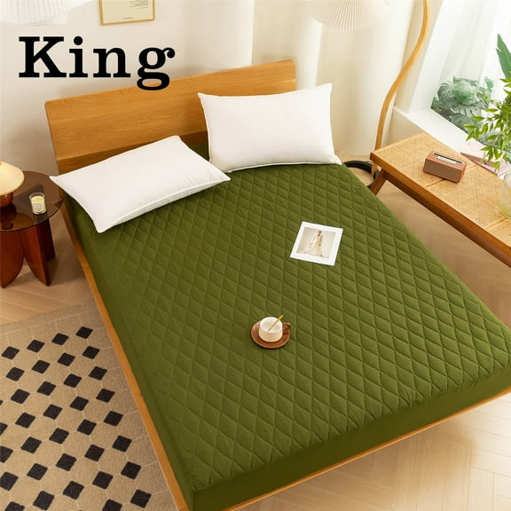 Jessrydo 100% Waterproof Mattress Protector, King Size Mattress Pad, Fits 12"-18" Mattresses with Deep Pocket, Cooling, Breathable Fitted Sheets, Soft Bed Cover(Green)