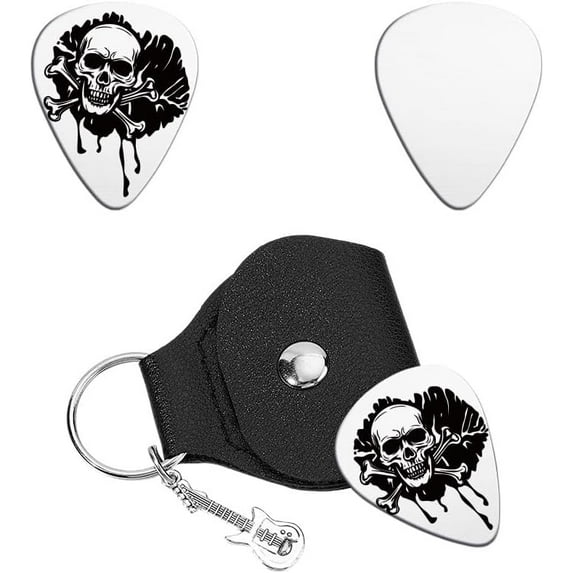 1pc Guitar Picks Gifts Stainless Steel Guitar Picks Guitars Pick Personalized Lips Plectrum with PU Leather Case Guitars Accessories Musician Player Pick Gift