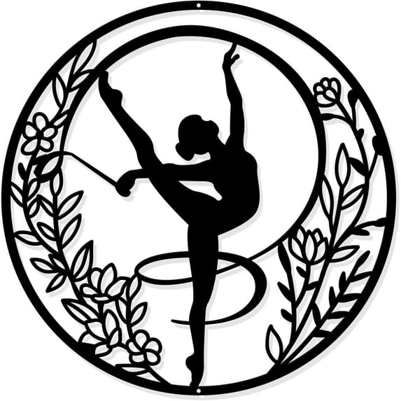 1pc Gymnastics Metal Wall Art 11.8 Black Wall Hanging Decor Silhouette Wall Art