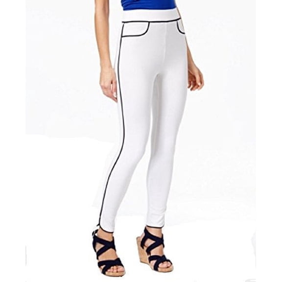 1pc HUE Women's Piped High-Waist Ponte Leggings/White/Small