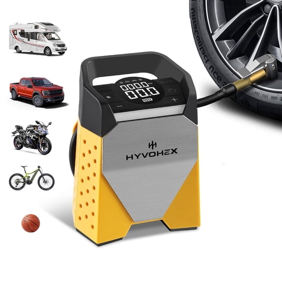 HYVOHEZ Cordless Portable Tire Inflator Air Compressor, 7800mAh 160PSI, Digital Auto Pump for Car Tires, Compact Emergency Pump