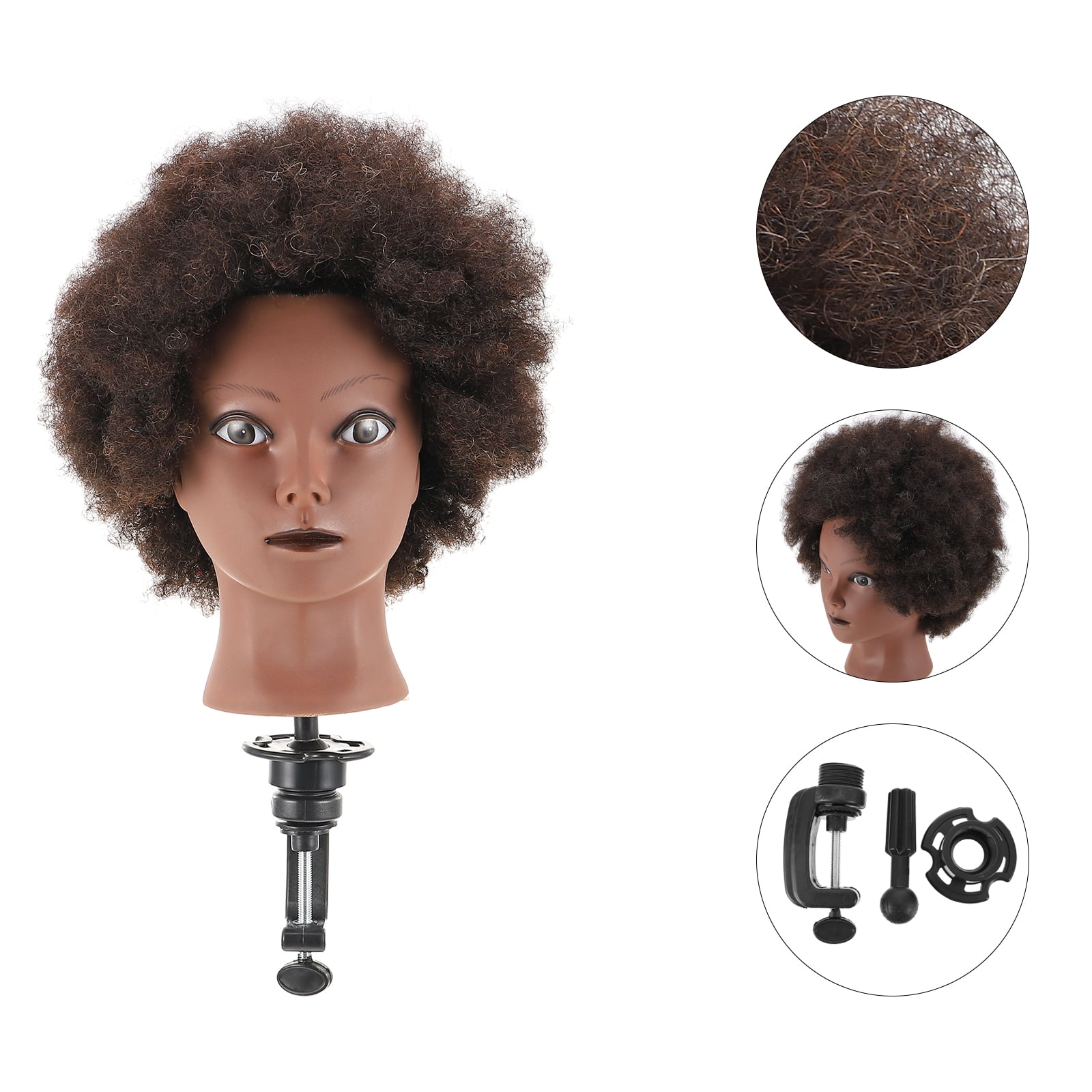 100% Real Hair Mannequin 22-24 Afro Fluffy Light Yaki kinky Straight  Textured Cosmetology Beauty School Head Included C-Clamp free of Purchase