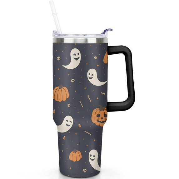1pc Halloween 40oz Tumbler with Straw & Handle - Insulated Stainless Steel Cup | Holiday Gift for Man Women (Christmas, Valentine's, Birthday)