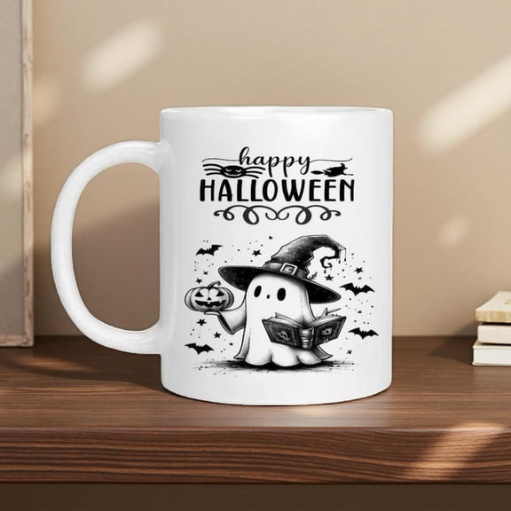 1pc Halloween Ceramic Mug 11oz 15oz Coffee Tea Cup with Happy Halloween Design Heat Resistant Washable Holiday Friends Family Festive Halloween Decor Halloween Decorations