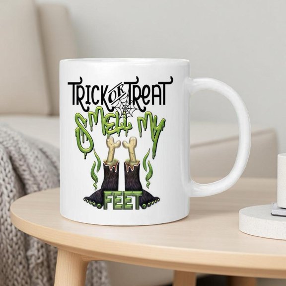 1pc Halloween Ceramic Mug Trick or Treat Design with Ghosts Pumpkins Bats 11oz 15oz Heat Resistant Washable Holiday Friends Family Festive Kitchen Dining Decor Halloween Decorations