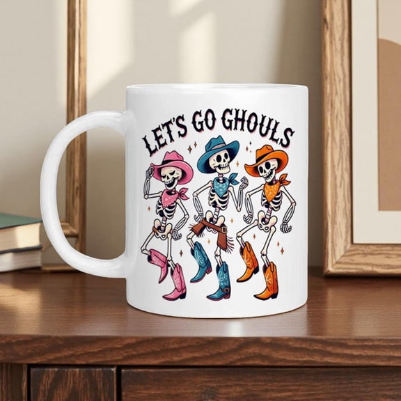 1pc Halloween Dance Mug 11oz 15oz Ceramic Coffee Cup with Let S Go Ghosts Design Heat Resistant Washable Coffee Tea Milk Ideal Halloween Home Decor Ha