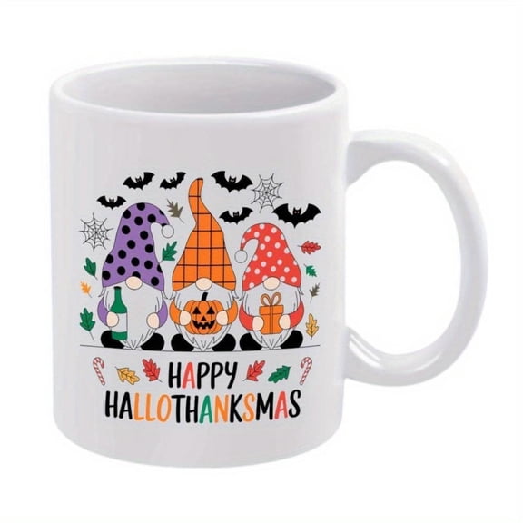1pc Halloween Gnome Ceramic Mug 11oz Whimsical Coffee Cup with Gnome Pumpkin Design Hand Wash Only Reusable Multipurpose Drinkware Office Home Party or Wedding