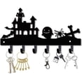 thumbnail image 1 of 1pc Halloween Metal Key Holder Wall Mount Hanger Decor Organizer Rock Decorative with 6 Hooks Bat Spider Ghost for Front Door Entryway, 1 of 9
