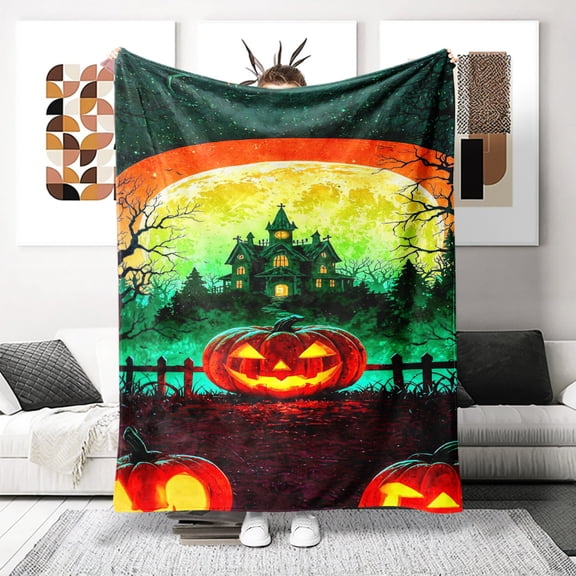 1pc Halloween Night Spooky Delights Lightweight Travel Blanket – Perfect for Camping, Travel, Brothers & Sisters, and Office Use – A Joyful Christmas Gift, Freddy'S Nightmare Horror House, Rob Zombie