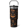 thumbnail image 1 of 1pc Halloween Pumpkin Face 30oz Tumbler with Straw & Handle - Insulated Stainless Steel Cup | Holiday Gift for Man Women (Christmas, Valentine's, Birthday), 1 of 7