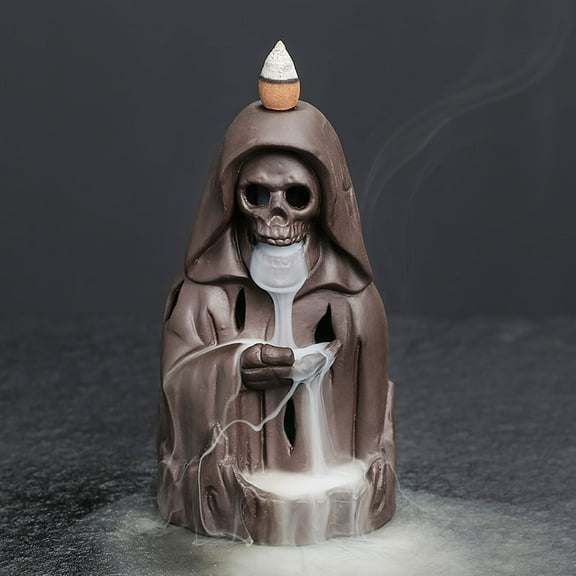 1pc Halloween Purple Clay Incense Burner with LED Light, Funny Backflow Ghost Incense Holder Home Decor (Without Incense)