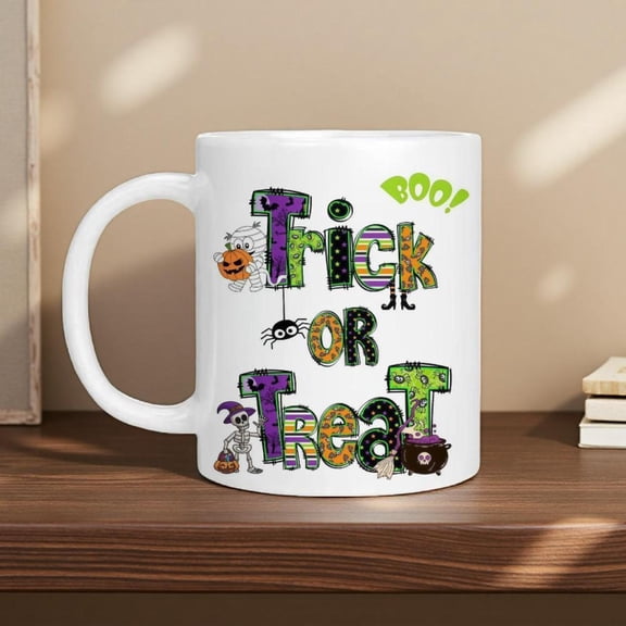1pc Halloween Themed Ceramic Mug mug coffee cup tea cup 11oz and 15oz Halloween Trick or Treat Boo Design pattern best Halloween holiday friends and family heat resistant washable