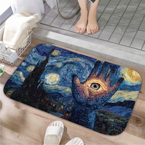 1pc The Hand with an Eye Absorbent Non-Slip Bathroom Thickened Flannel Rug Decor,Soft,Quick Drying,Suitable For Indoor/outdoor Use,Bathrooms,Bedrooms,Kitchens,Terrace,Laundry Rooms,16"x24"