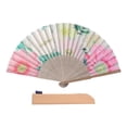 thumbnail image 1 of 1pc Hand Fan Flower Design Dog Rose Rosa Canina Foldable 9inch 23cm with Bamboo Rib and Cotton Pouch, 1 of 8